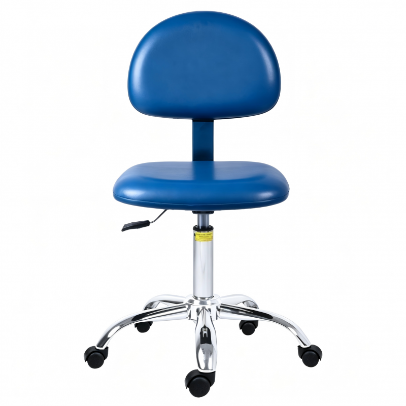 ESD-Safe Comfort for Electronics Manufacturing: Blue PU Leather Industrial Chair